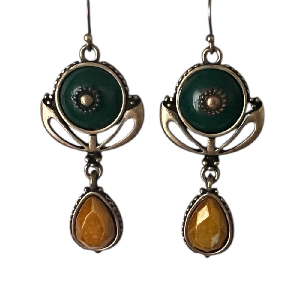 5/$25 Elegant Green and Mustard Earrings